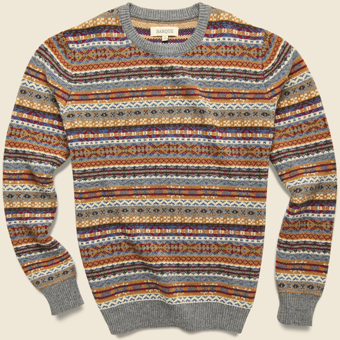Barque Fair Isle Crewneck Sweater - Camel