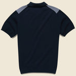 Jacquard Sweater Polo - Blue - Barque - STAG Provisions - Tops - S/S Knit