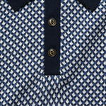 Jacquard Sweater Polo - Blue - Barque - STAG Provisions - Tops - S/S Knit
