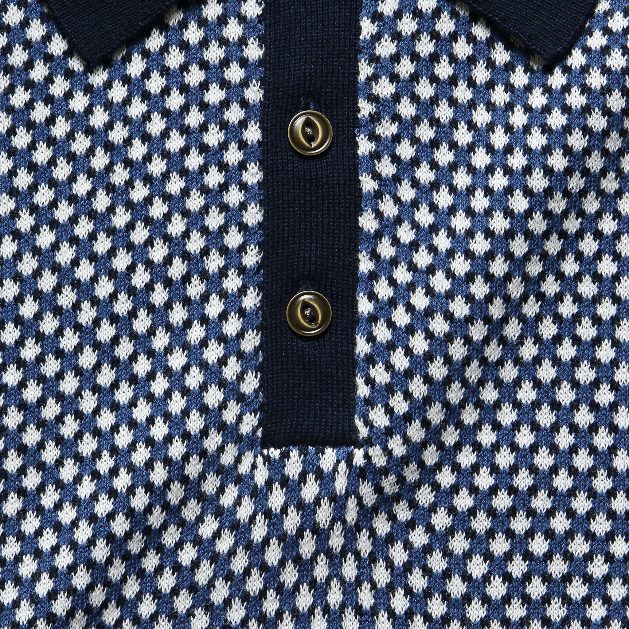 Jacquard Sweater Polo - Blue - Barque - STAG Provisions - Tops - S/S Knit