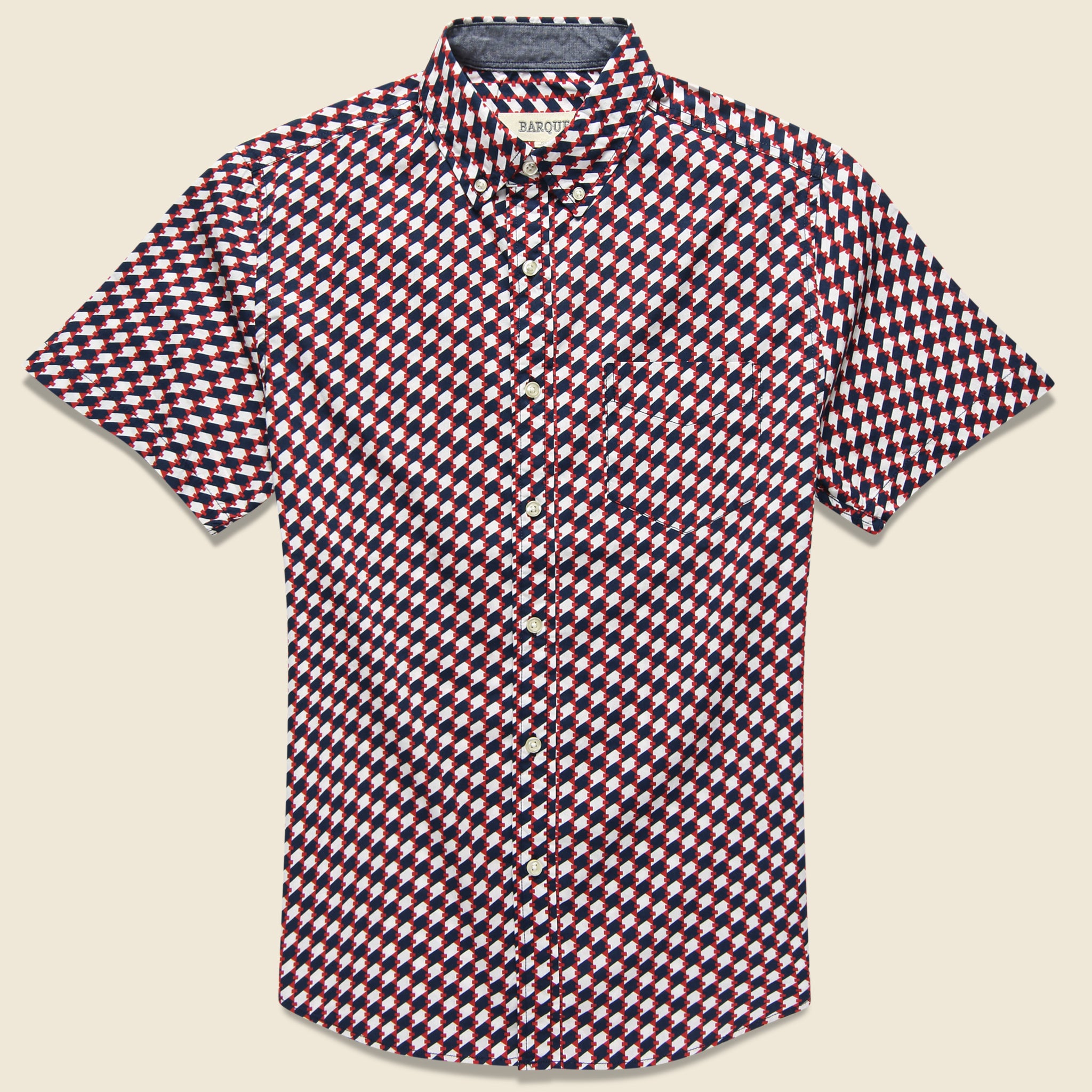 Geo Print Shirt - Red - Barque - STAG Provisions - Tops - S/S Woven - Other Pattern