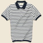 Breton Stripe Sweater Polo - Navy - Barque - STAG Provisions - Tops - S/S Knit