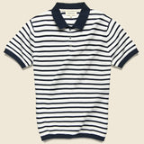Breton Stripe Sweater Polo - Navy - Barque - STAG Provisions - Tops - S/S Knit