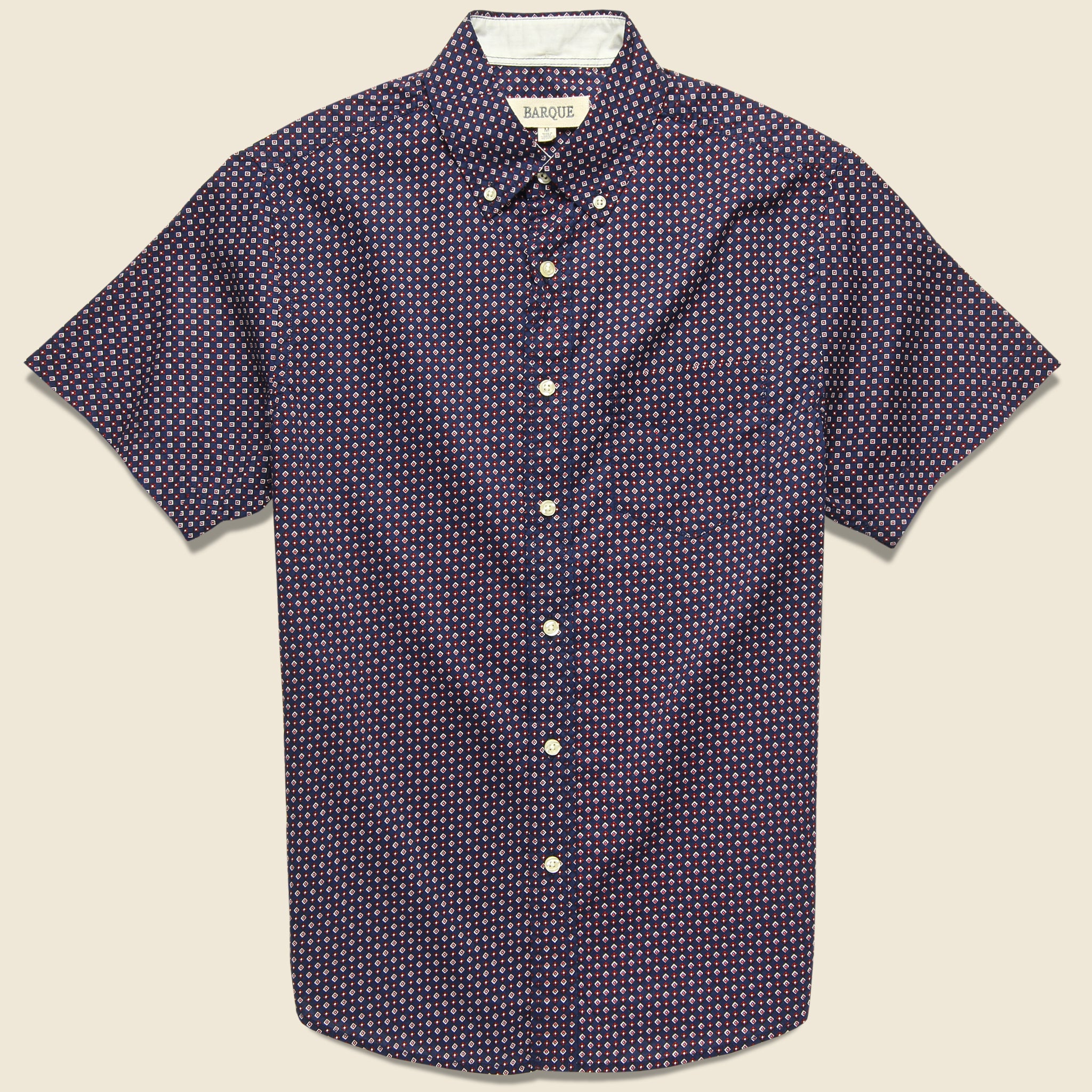 Geo Textured Shirt - Navy - Barque - STAG Provisions - Tops - S/S Woven - Other Pattern