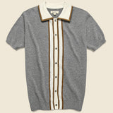 Contrast Placket Sweater Polo - Grey Heather - Barque - STAG Provisions - Tops - S/S Knit