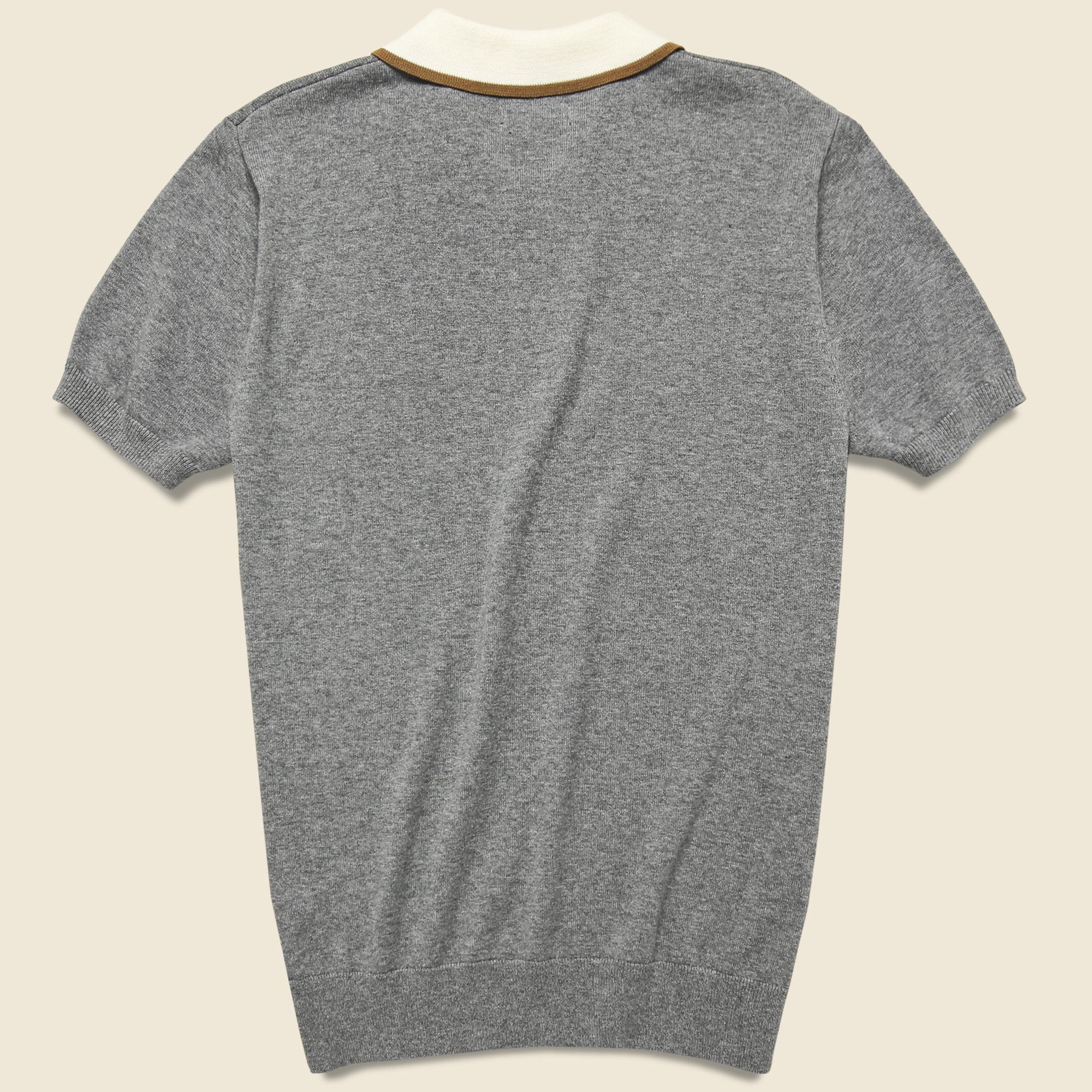 Contrast Placket Sweater Polo - Grey Heather - Barque - STAG Provisions - Tops - S/S Knit