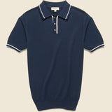 Tipped Collar Knit Polo - Navy - Barque - STAG Provisions - Tops - S/S Knit