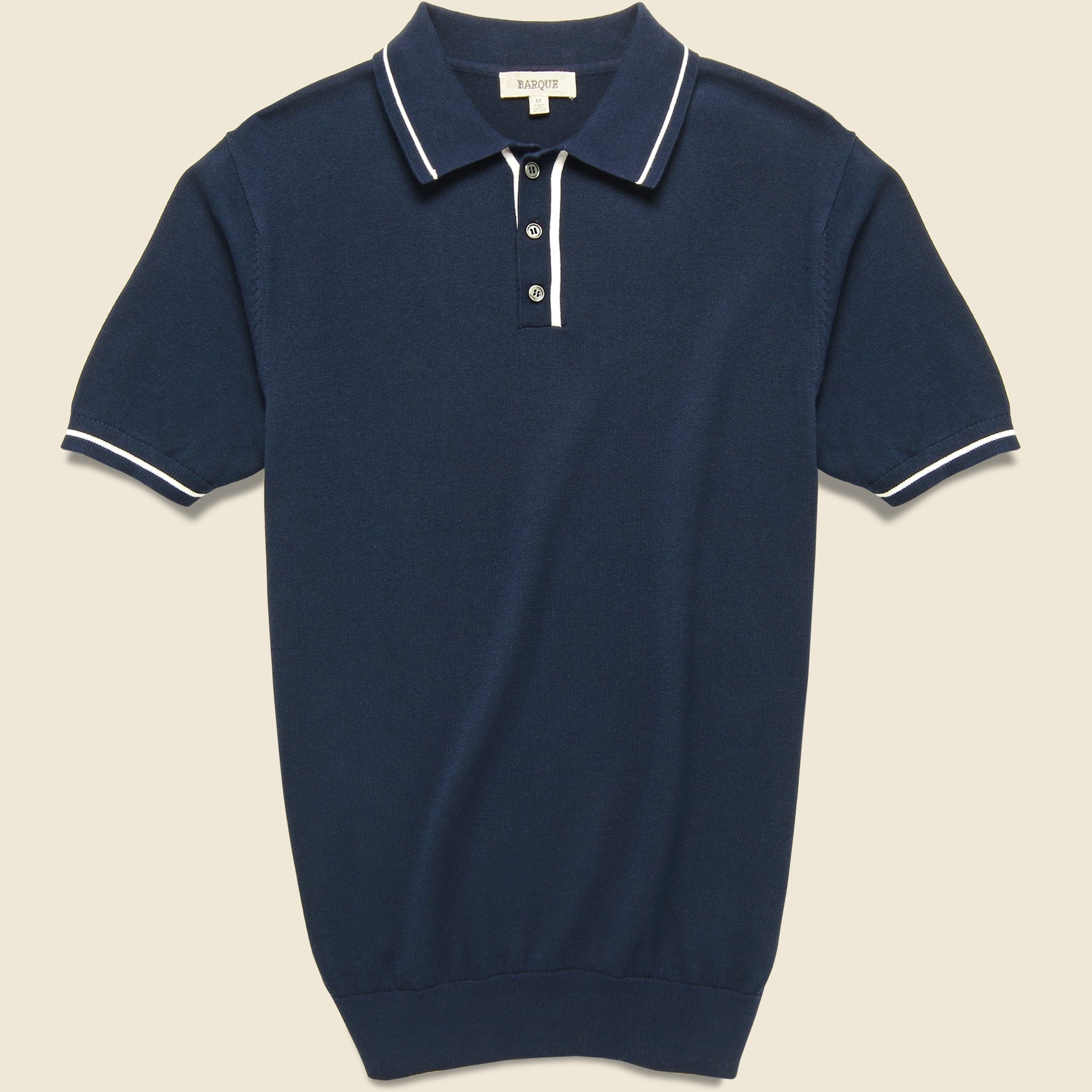 Tipped Collar Knit Polo - Navy - Barque - STAG Provisions - Tops - S/S Knit