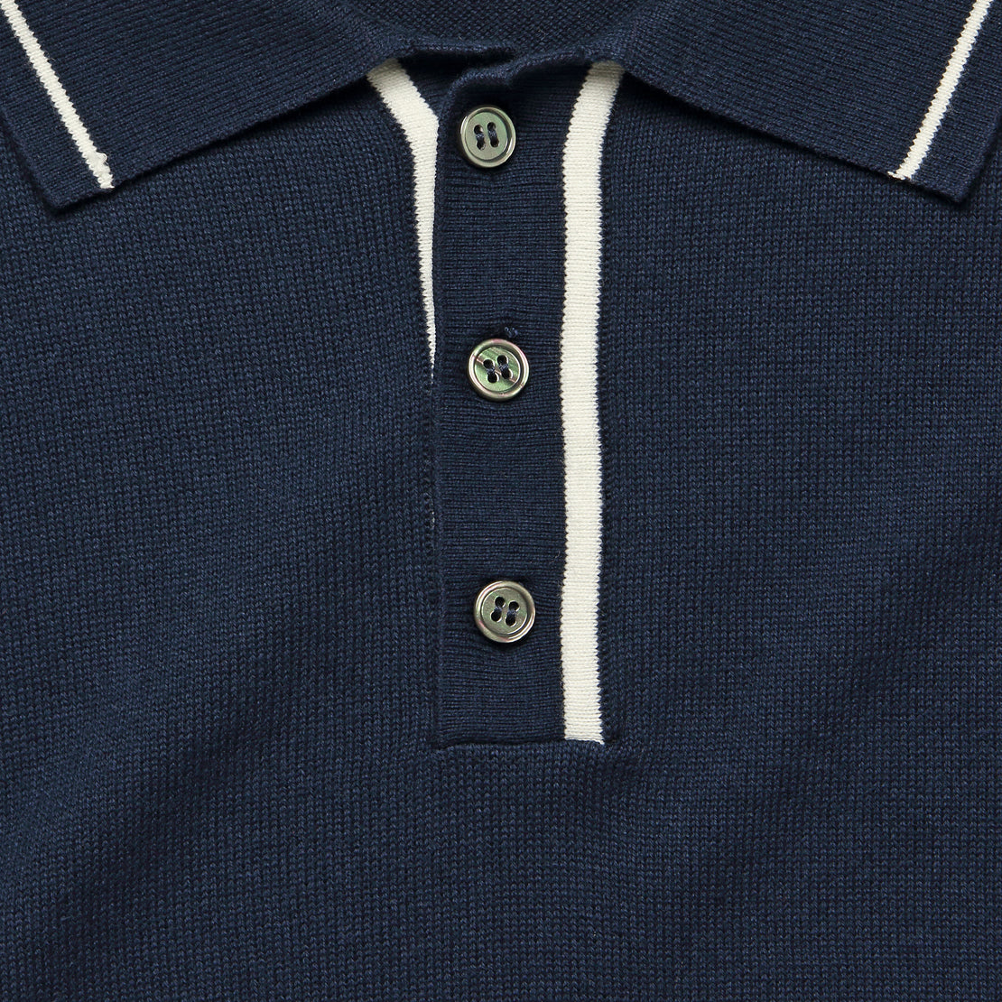 Tipped Collar Knit Polo - Navy - Barque - STAG Provisions - Tops - S/S Knit