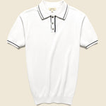 Tipped Collar Knit Polo - White - Barque - STAG Provisions - Tops - S/S Knit