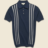 Vintage Jacquard Knit Polo - Navy - Barque - STAG Provisions - Tops - S/S Knit