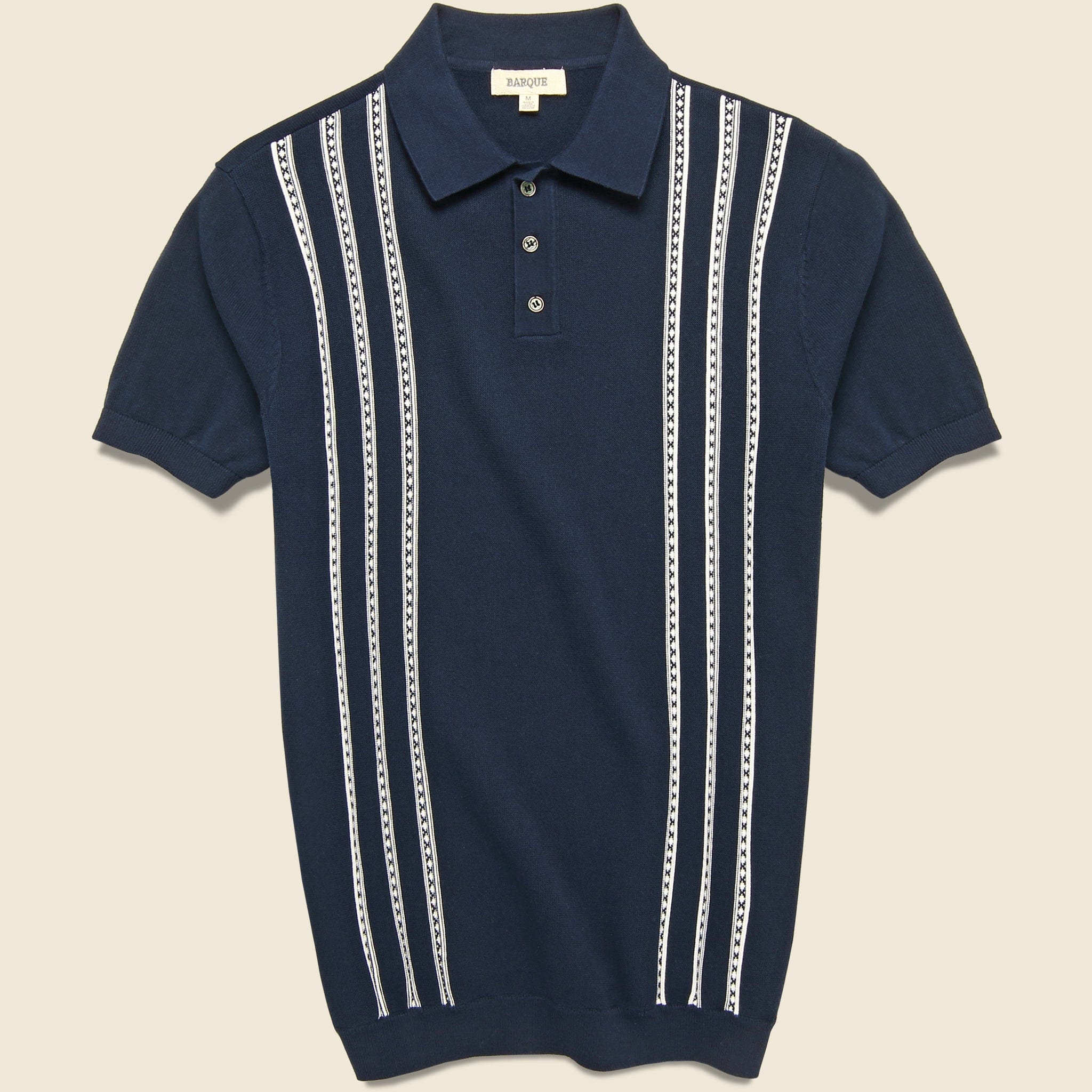 Vintage Jacquard Knit Polo - Navy - Barque - STAG Provisions - Tops - S/S Knit