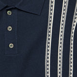 Vintage Jacquard Knit Polo - Navy - Barque - STAG Provisions - Tops - S/S Knit