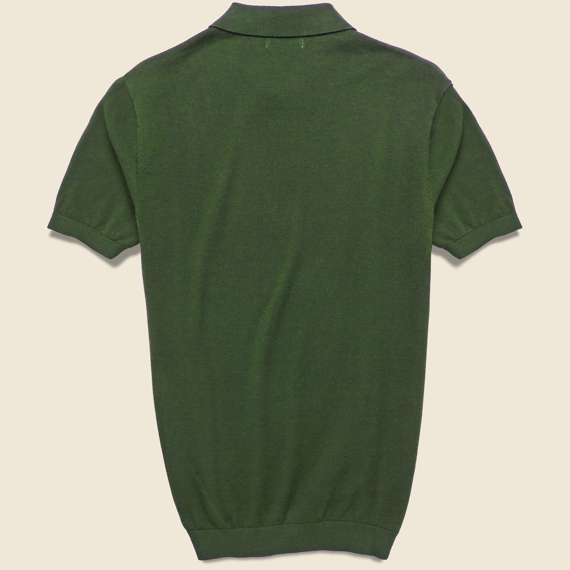 Vintage Jacquard Knit Polo - Olive