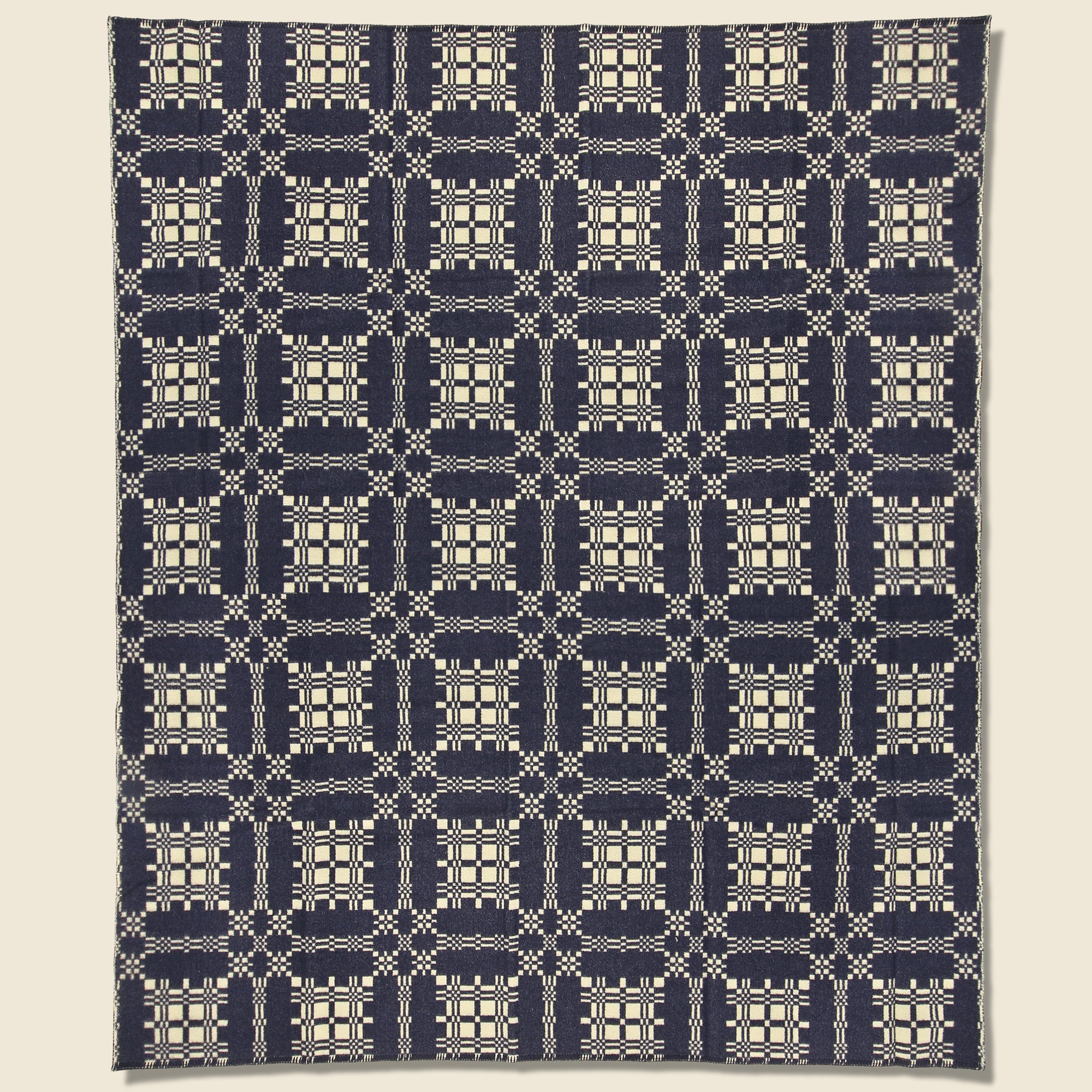 Navy Wool Jacquard Blanket - BasShu - STAG Provisions - Home - Bed - Blanket