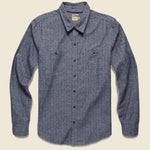 Winslow Flannel - Navy Heather Stripe - Bridge & Burn - STAG Provisions - Tops - L/S Woven - Stripe