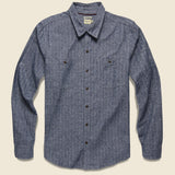 Winslow Flannel - Navy Heather Stripe - Bridge & Burn - STAG Provisions - Tops - L/S Woven - Stripe