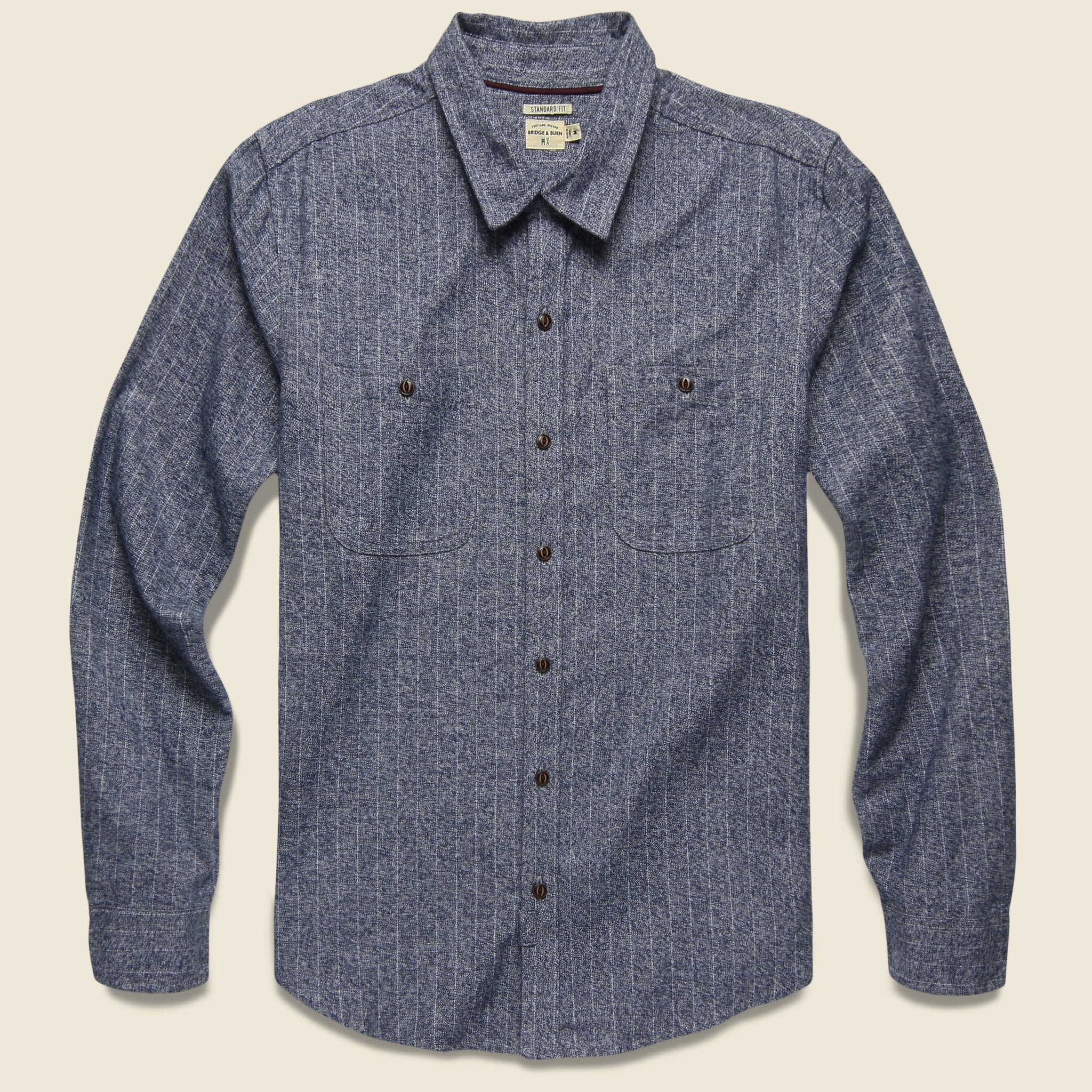 Winslow Flannel - Navy Heather Stripe - Bridge & Burn - STAG Provisions - Tops - L/S Woven - Stripe