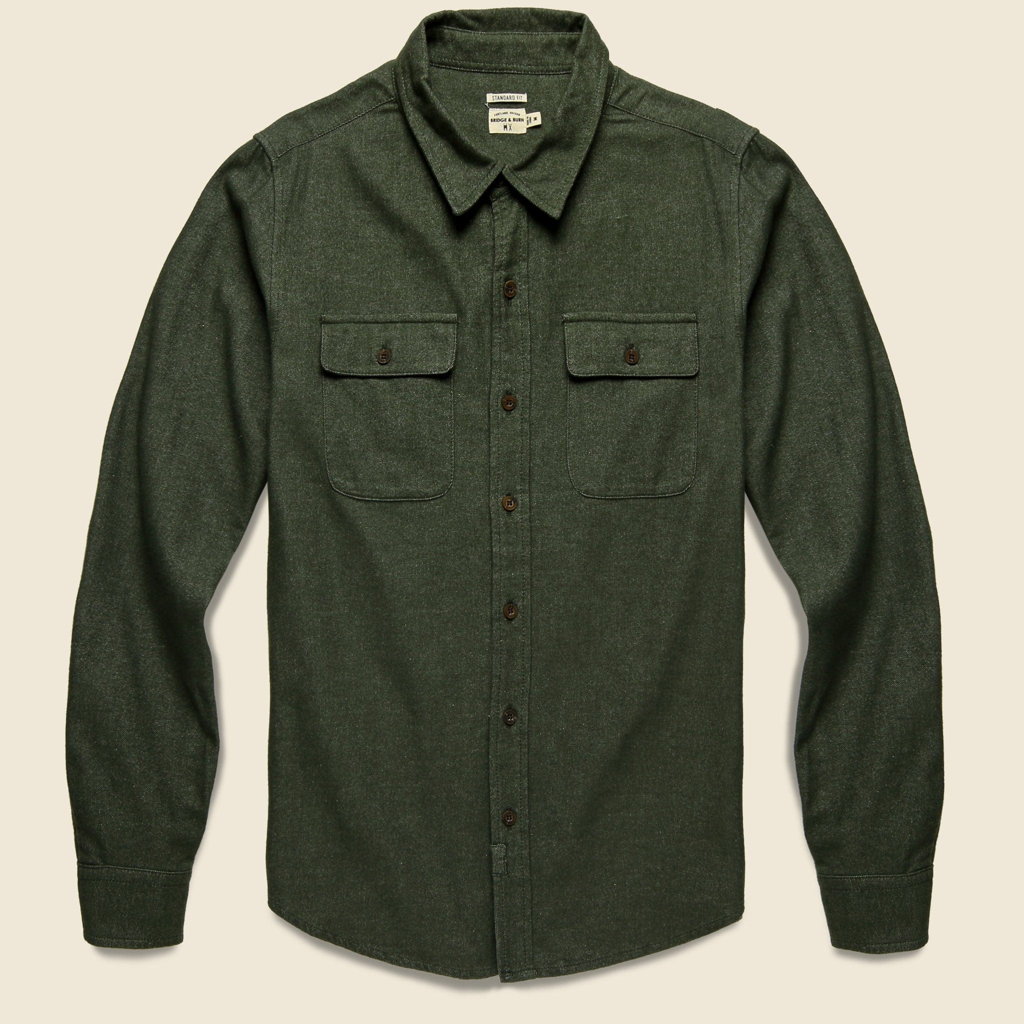 Winslow Flannel - Olive - Bridge & Burn - STAG Provisions - Tops - L/S Woven - Solid