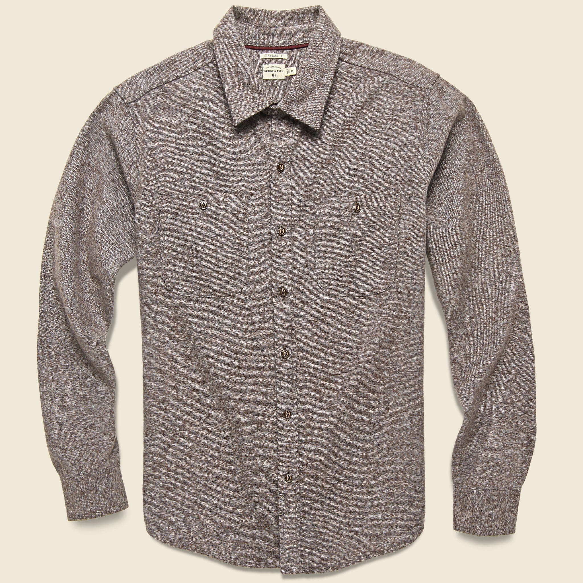 Winslow Flannel - Brown Heather - Bridge & Burn - STAG Provisions - Tops - L/S Woven - Solid