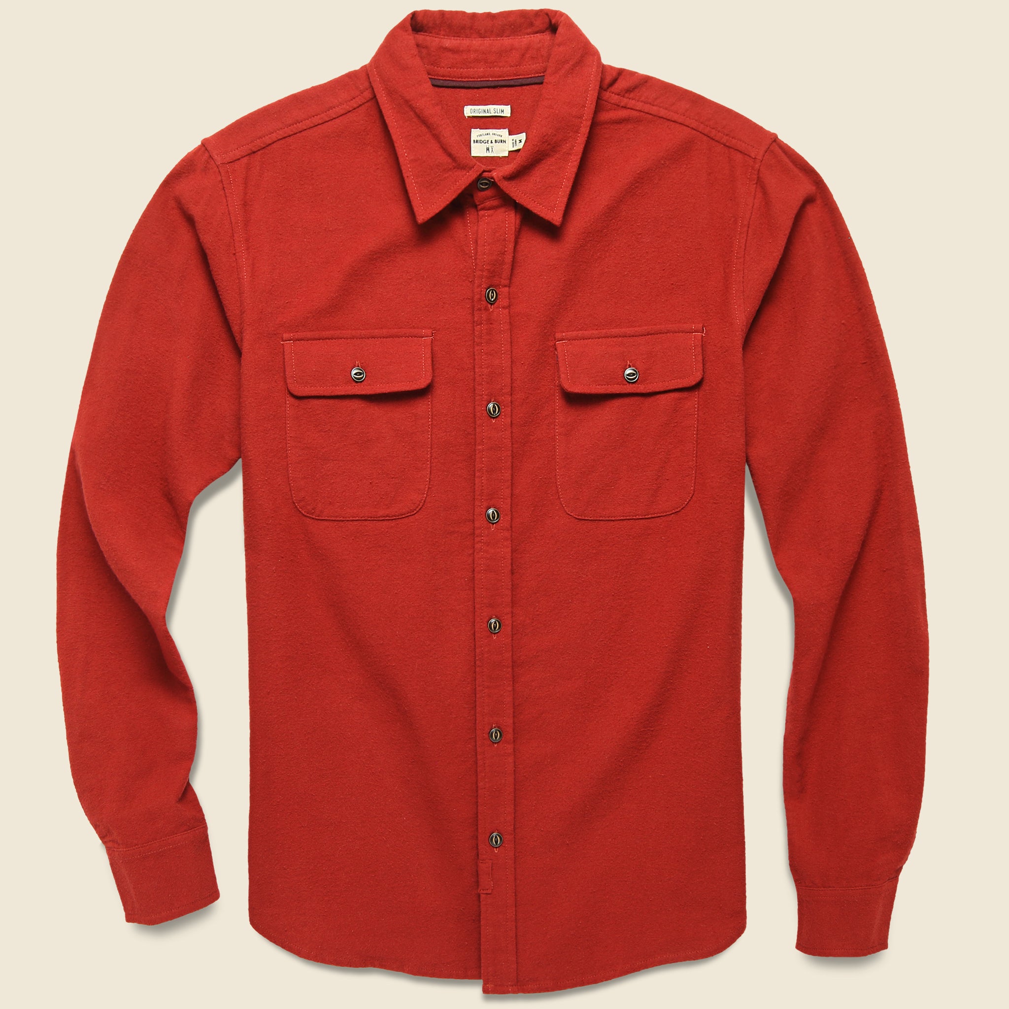 Cole Flannel - Dull Red - Bridge & Burn - STAG Provisions - Tops - L/S Woven - Solid