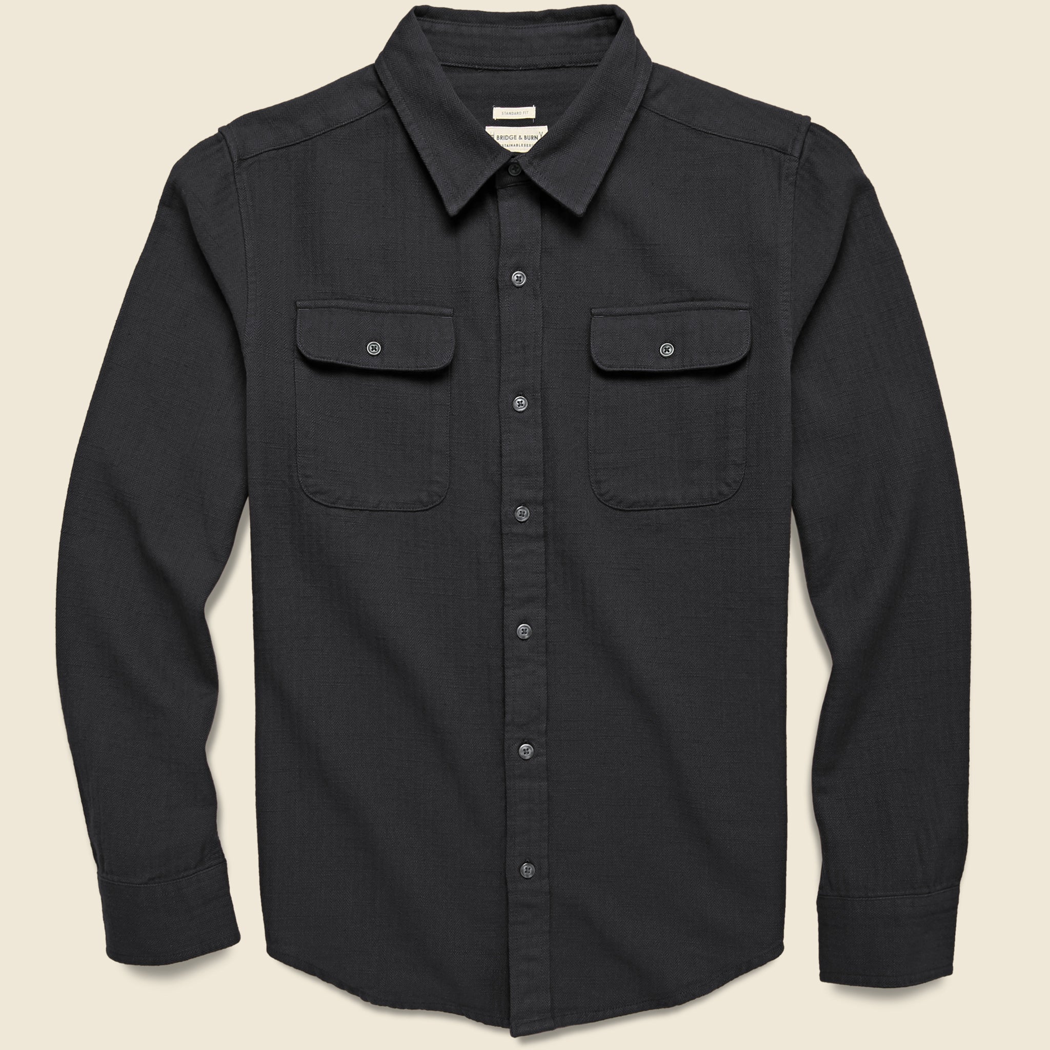 Bedford Flannel - Black Herringbone - Bridge & Burn - STAG Provisions - Tops - L/S Woven - Solid