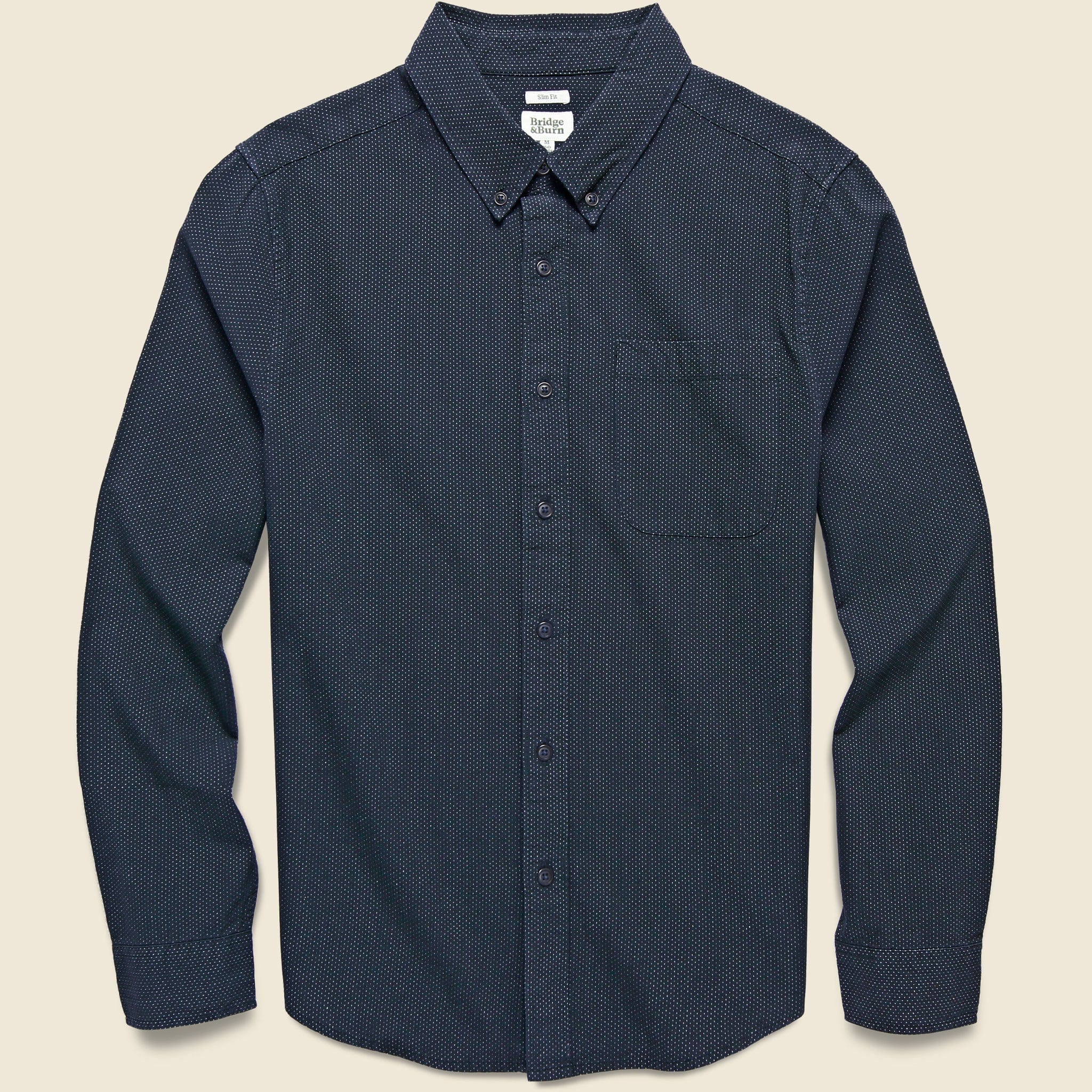 Sutton Shirt - Navy Dobby - Bridge & Burn - STAG Provisions - Tops - L/S Woven - Dot