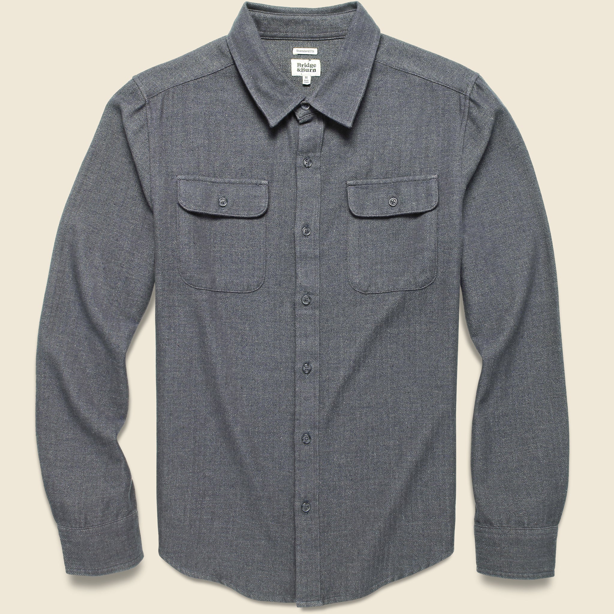 Bedford Shirt - Charcoal Herringbone - Bridge & Burn - STAG Provisions - Tops - L/S Woven - Other Pattern