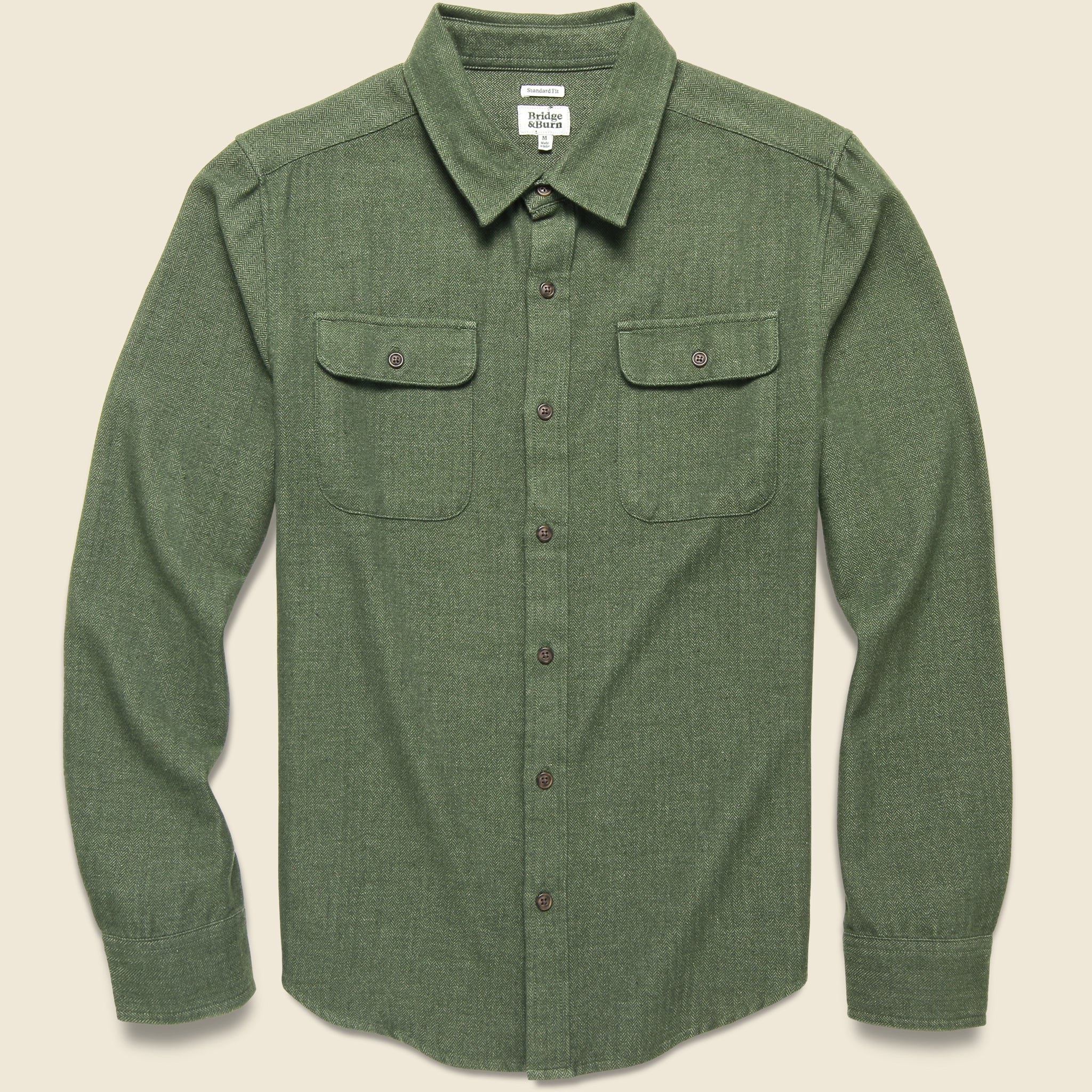 Bedford Shirt - Forest Herringbone - Bridge & Burn - STAG Provisions - Tops - L/S Woven - Other Pattern