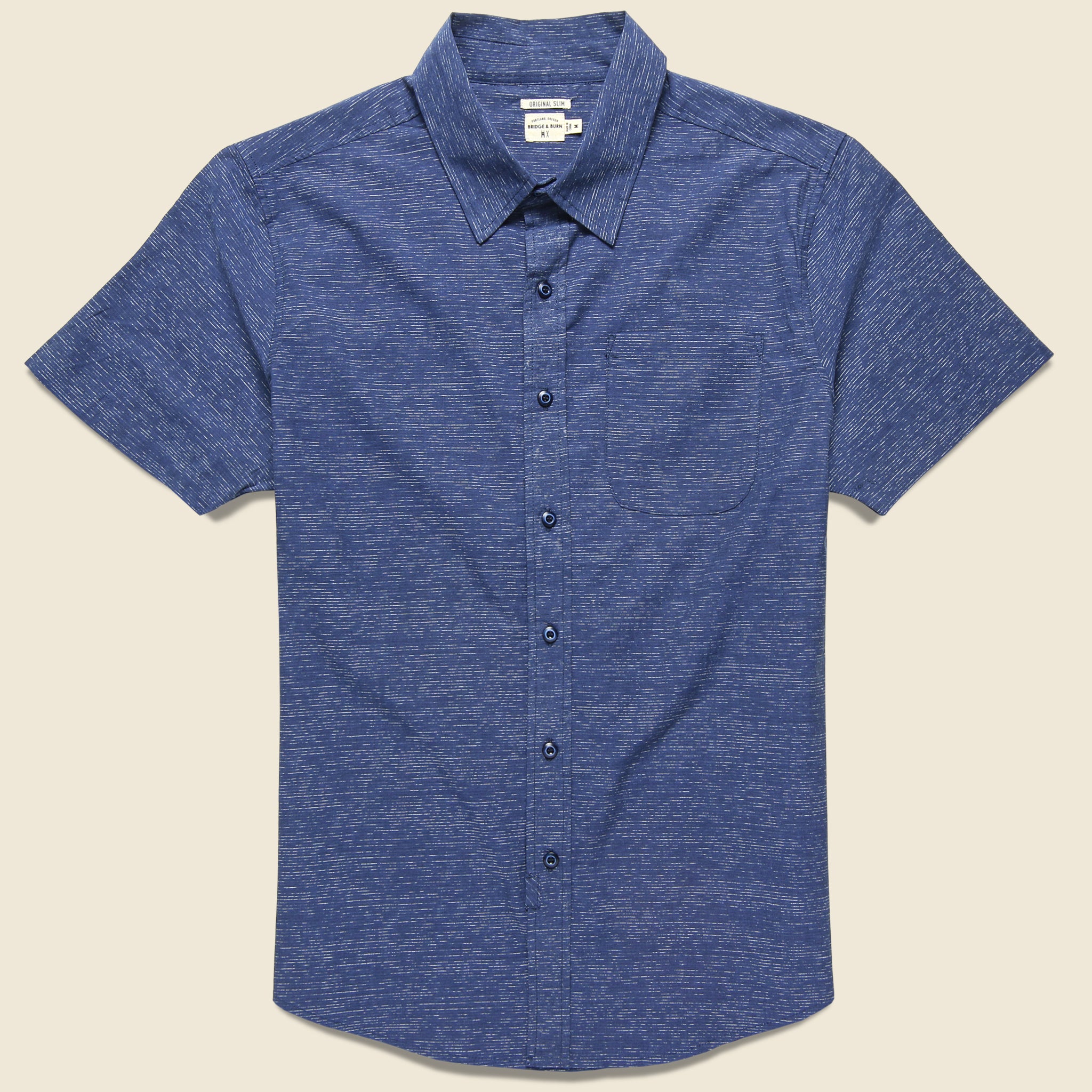 Harbor Shirt - Navy Slub - Bridge & Burn - STAG Provisions - Tops - S/S Woven - Other Pattern