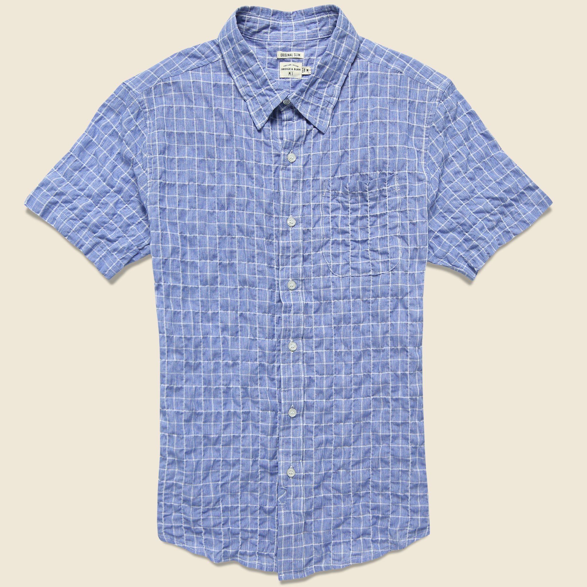 Harbor Shirt - Blue Windowpane - Bridge & Burn - STAG Provisions - Tops - S/S Woven - Plaid
