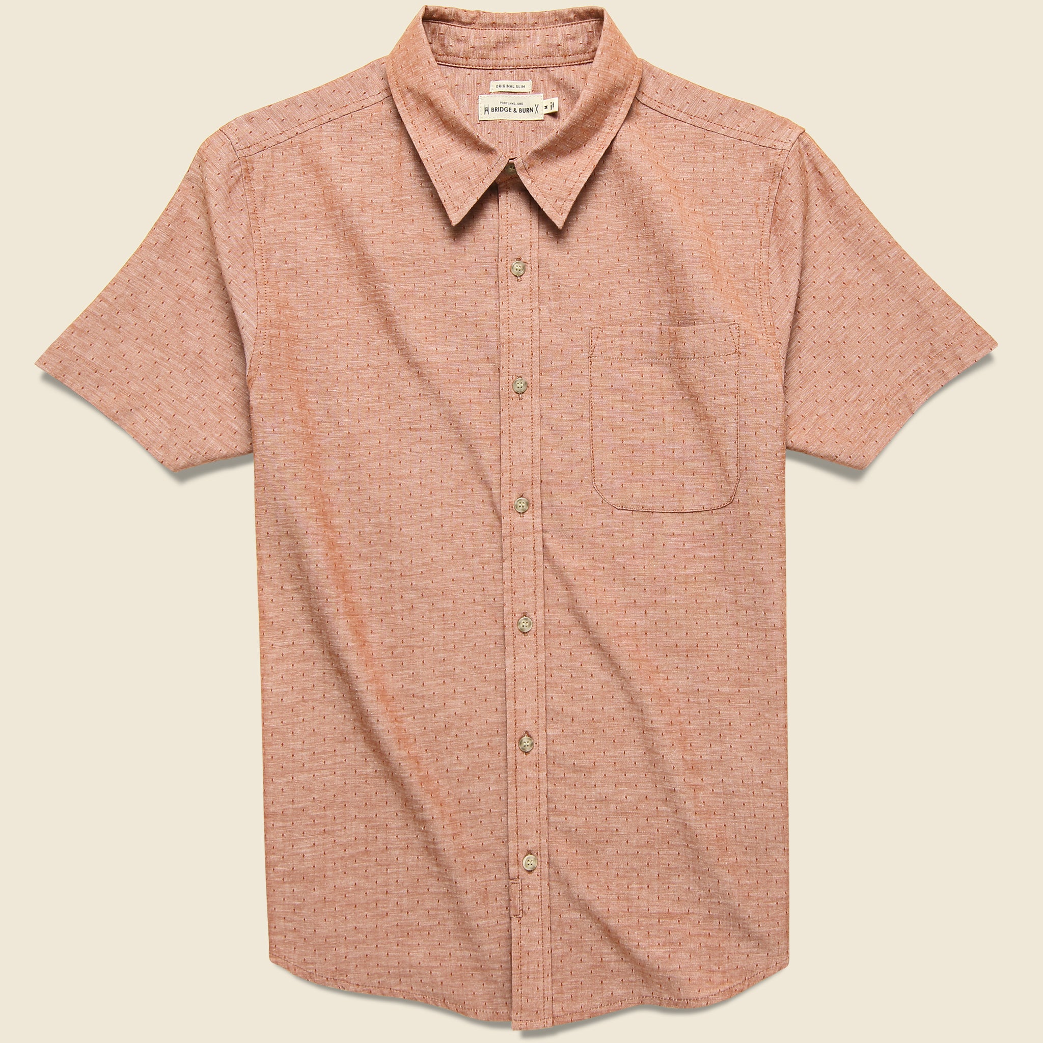 Harbor Shirt - Rust Dobby Dot - Bridge & Burn - STAG Provisions - Tops - S/S Woven - Dot