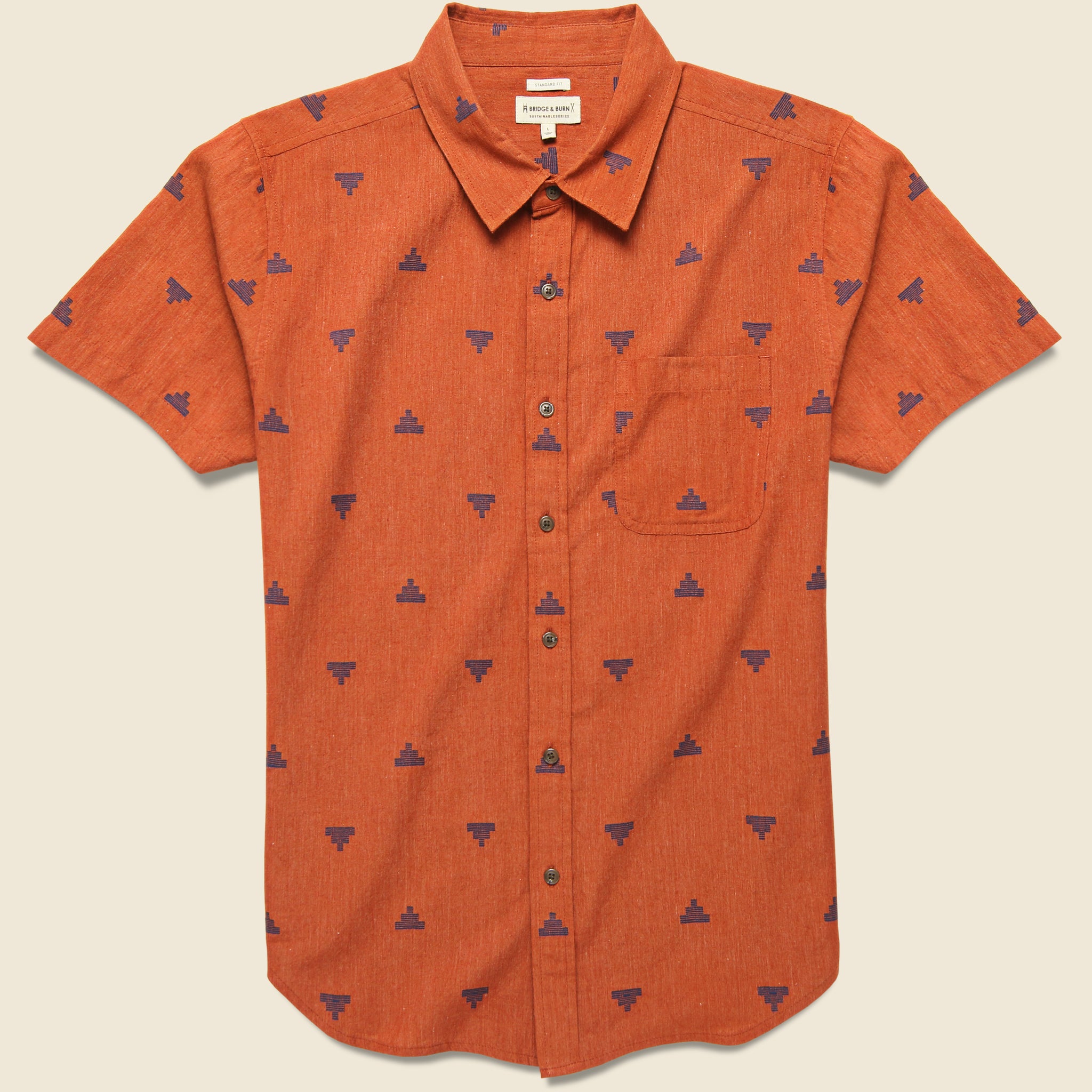 Malcolm Shirt - Rust Fil Coupe Pyramids - Bridge & Burn - STAG Provisions - Tops - S/S Woven - Other Pattern