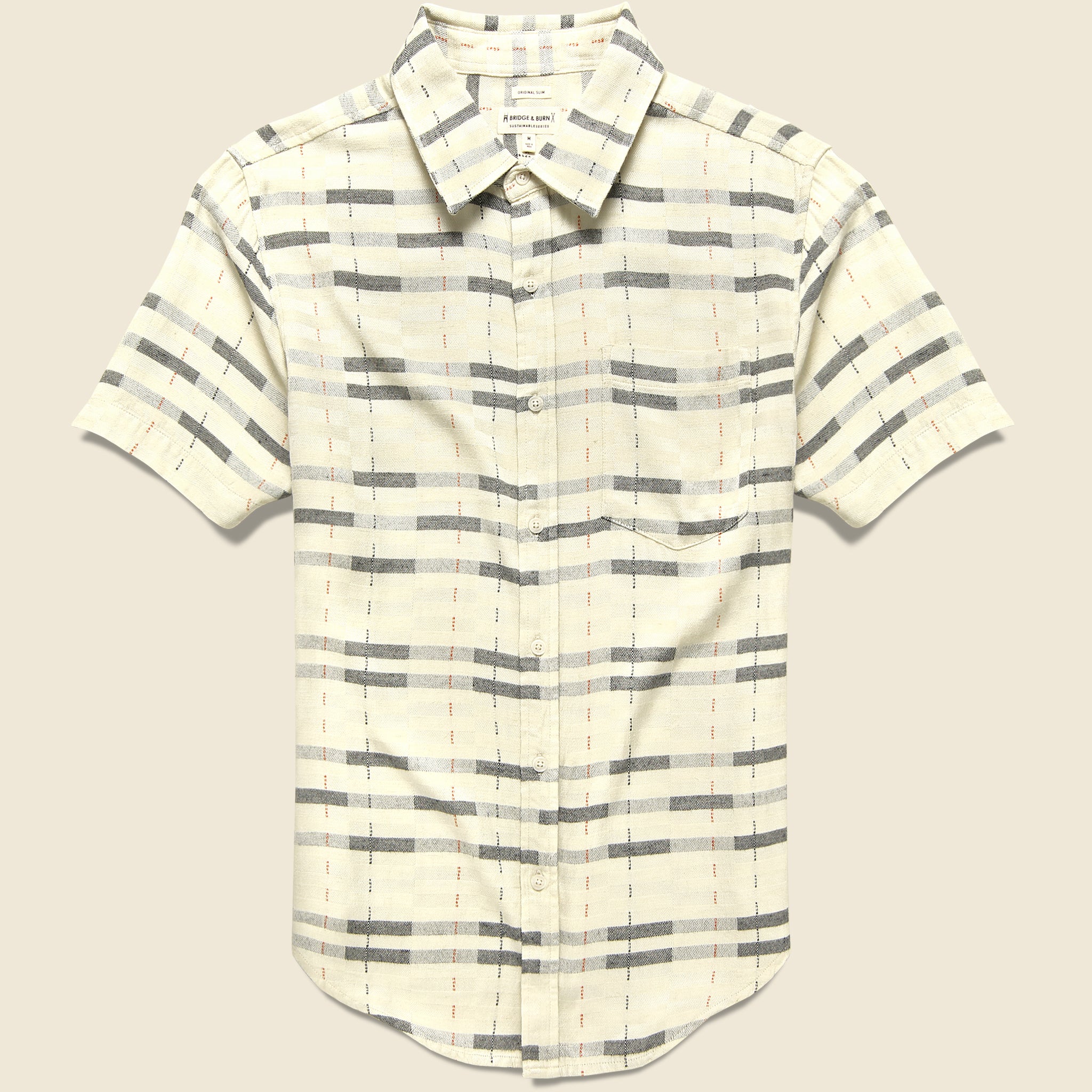 Harbor Shirt - Ivory Stripe - Bridge & Burn - STAG Provisions - Tops - S/S Woven - Stripe