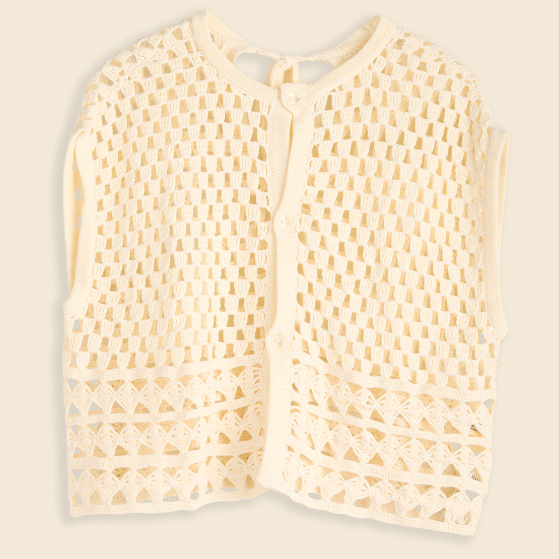 BEAMS BOY Crocheted Patterned Vest - Off White
