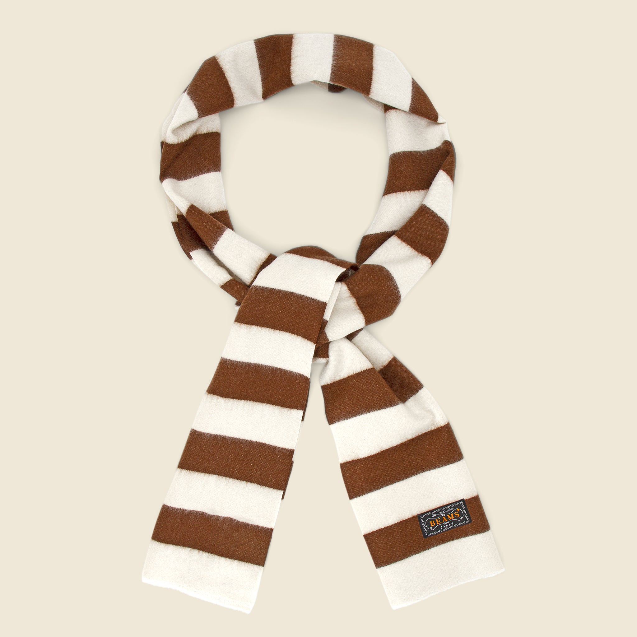 Cashmere Scarf - Off White/Brown Stripe - BEAMS+ - STAG Provisions - Accessories - Scarves
