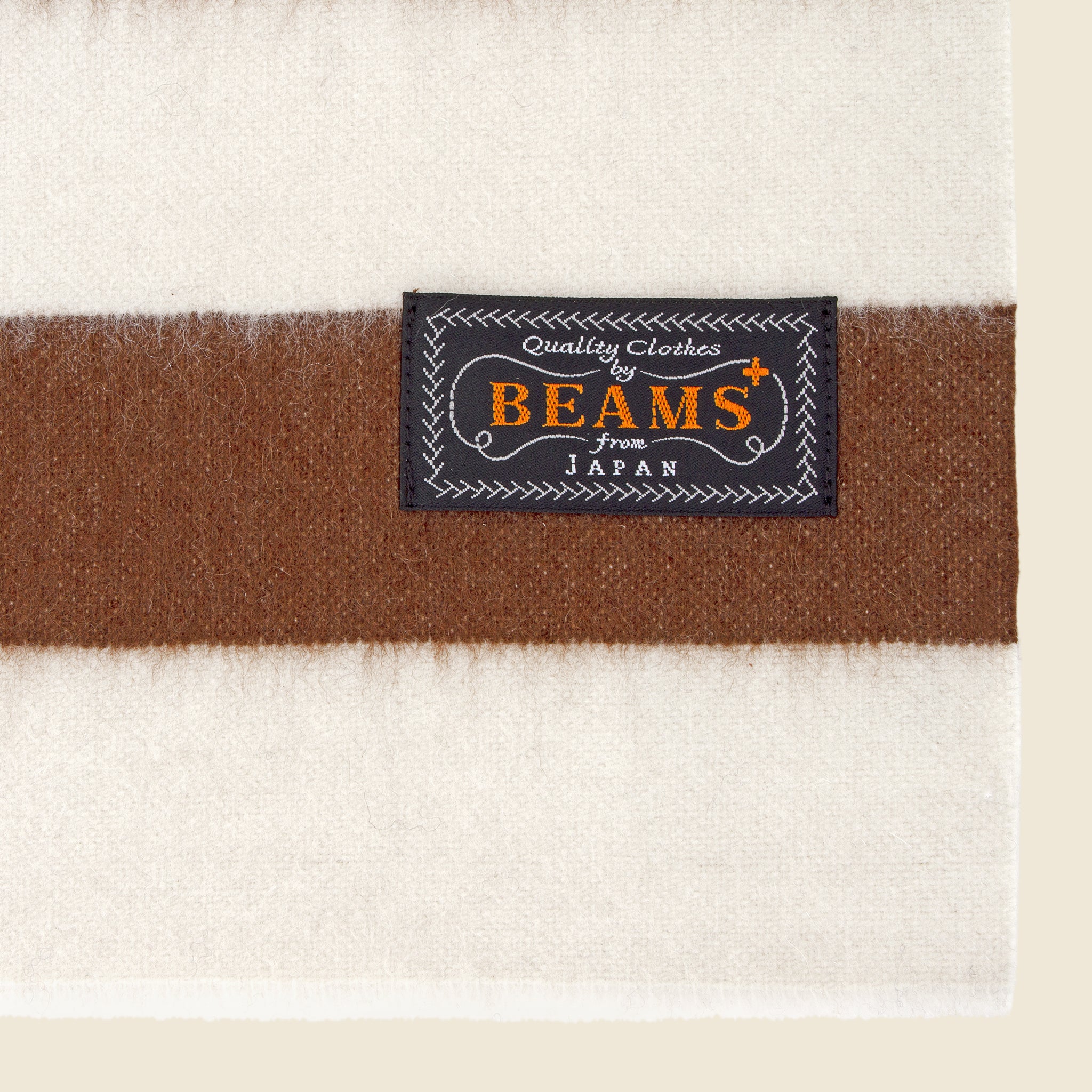 Cashmere Scarf - Off White/Brown Stripe - BEAMS+ - STAG Provisions - Accessories - Scarves
