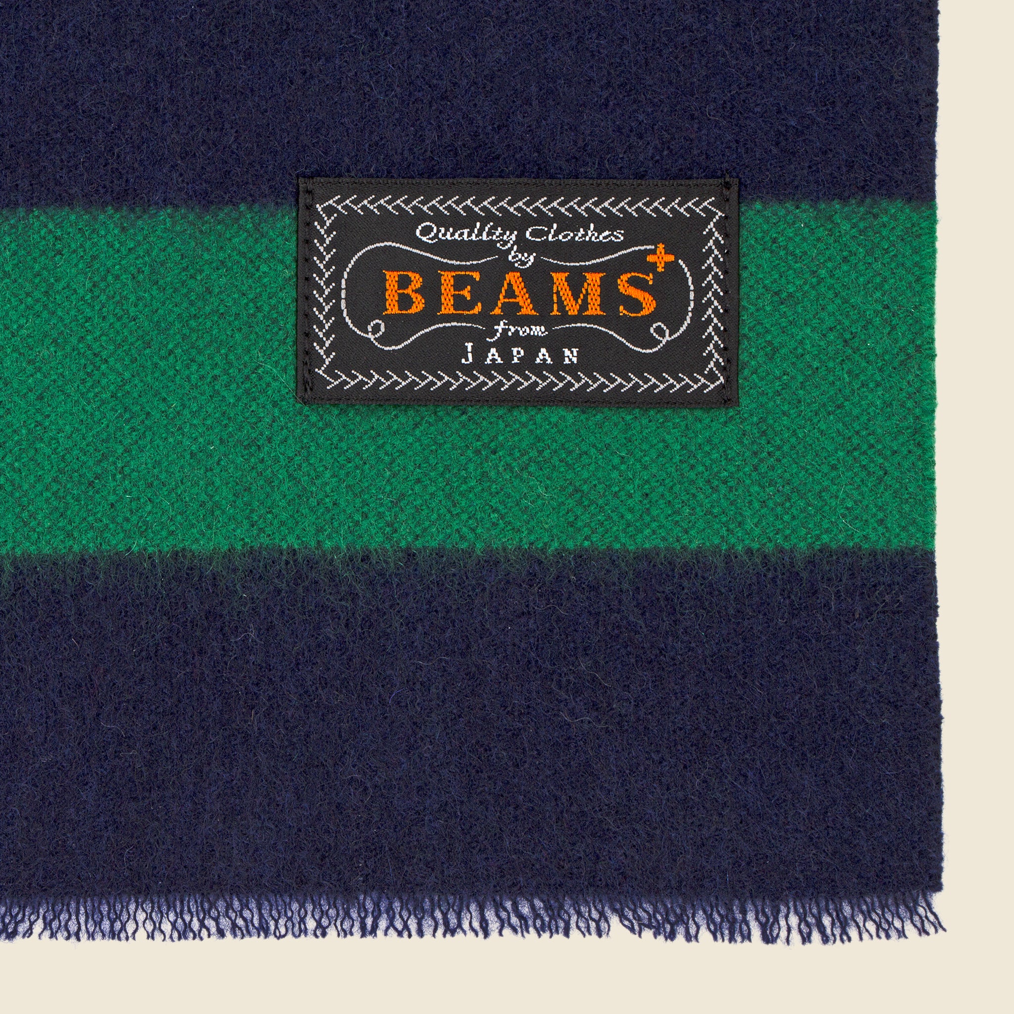 
                          Cashmere Scarf - Green/Navy Stripe - BEAMS+ - STAG Provisions - Accessories - Scarves
                        