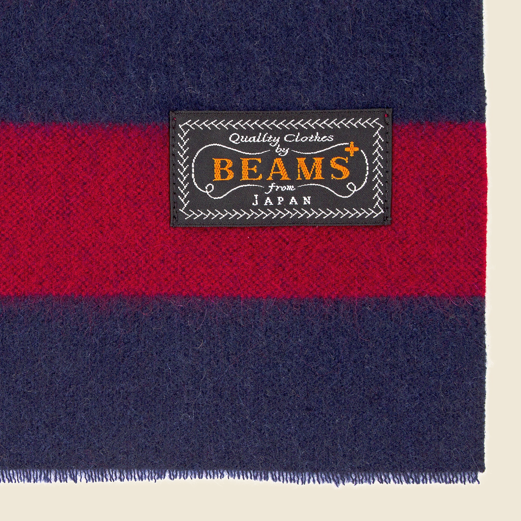 
                          Cashmere Scarf - Navy/Wine Stripe - BEAMS+ - STAG Provisions - Accessories - Scarves
                        