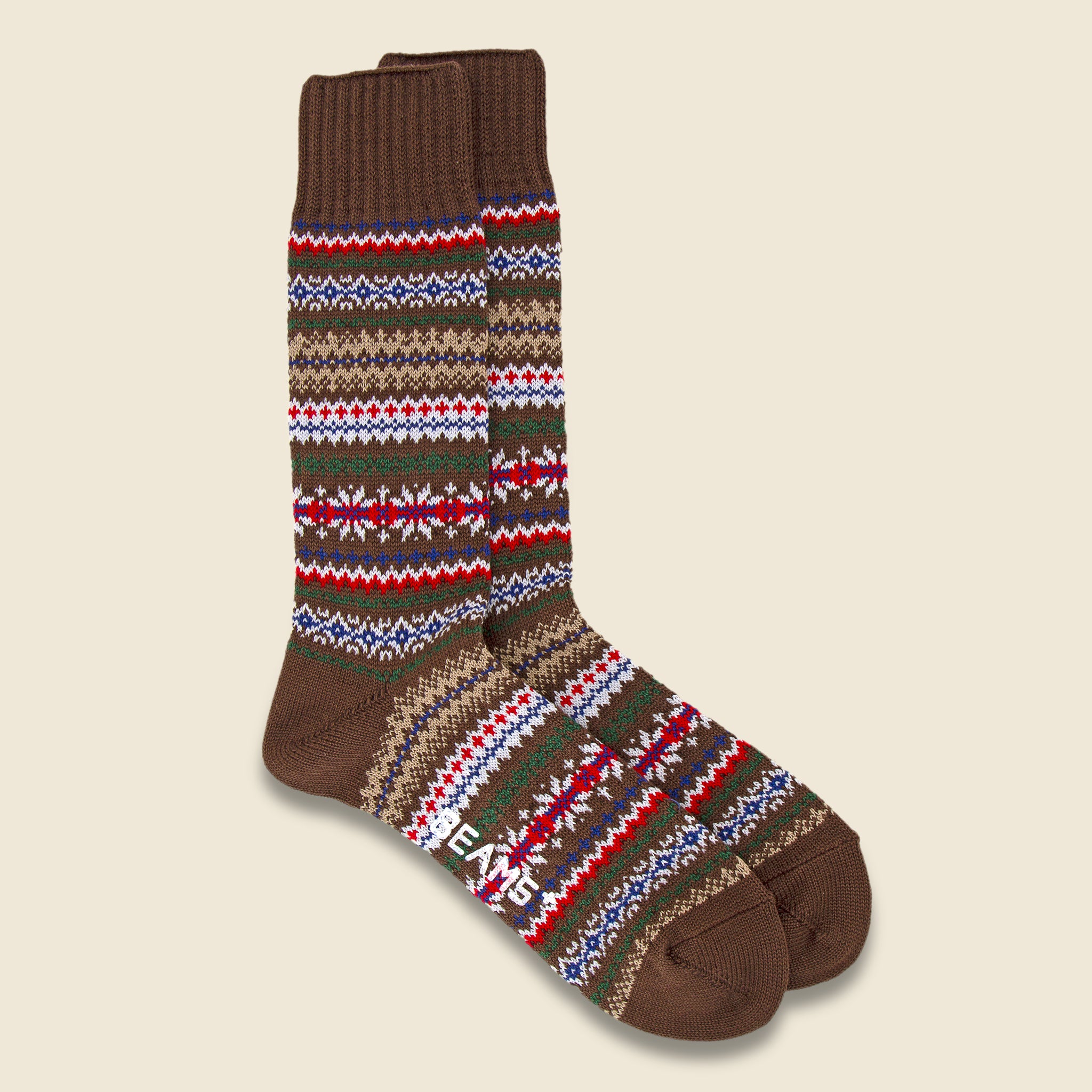 Fair Isle Socks - Brown - BEAMS+ - STAG Provisions - Accessories - Socks