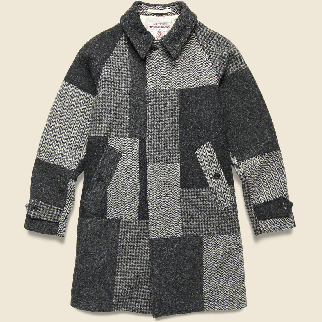 BEAMS+ Harris Tweed Patchwork Coat - Grey