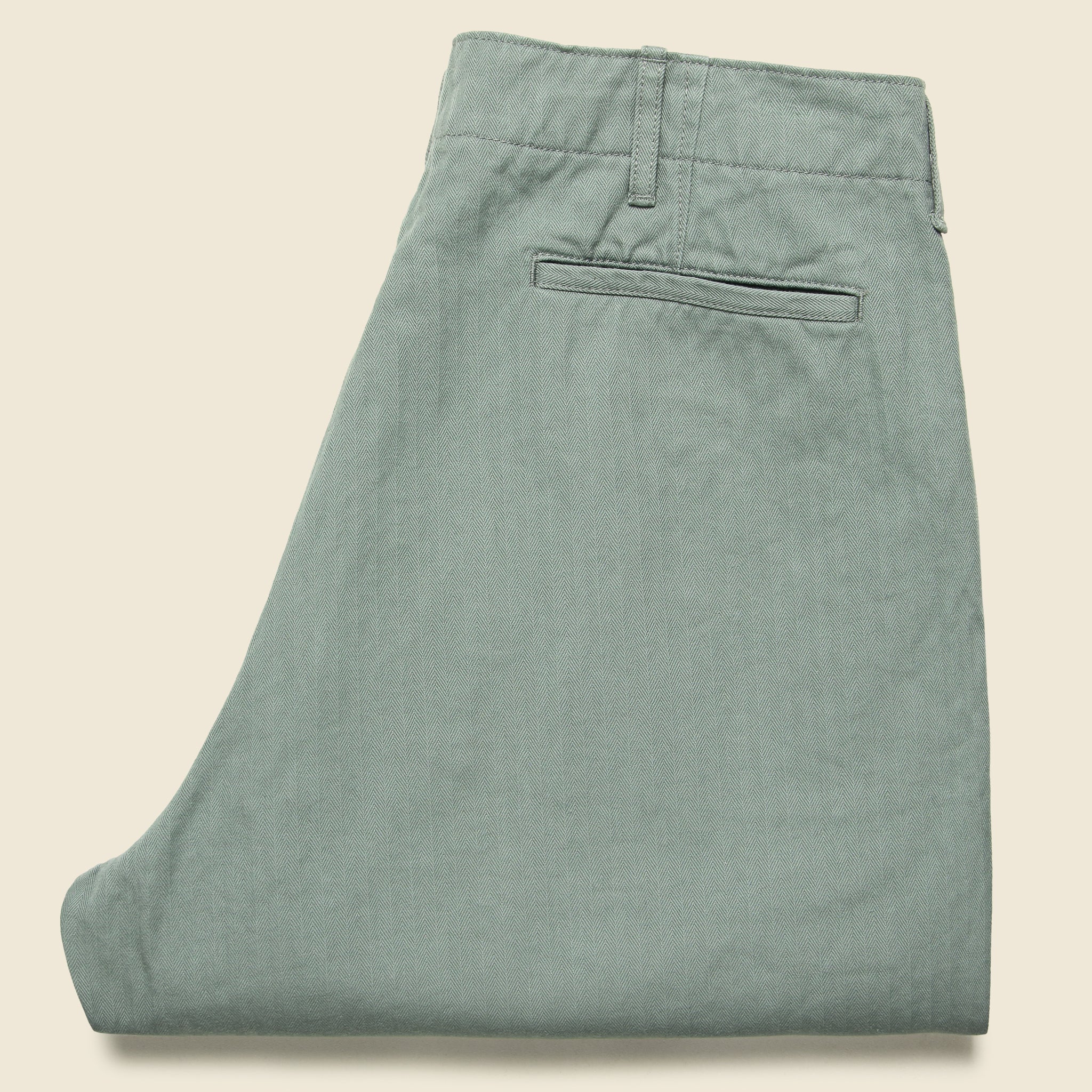 
                          Herringbone Trousers - Sage - BEAMS+ - STAG Provisions - Pants - Twill
                        