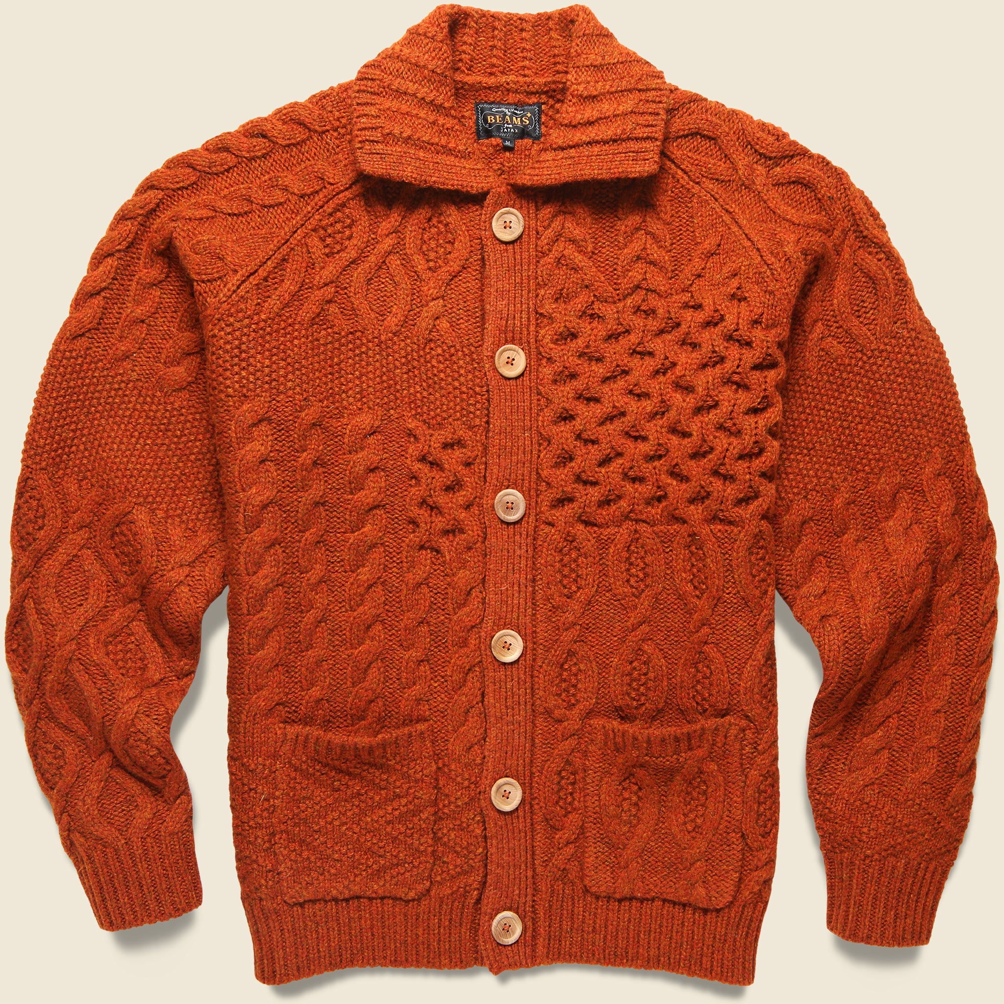 Alan Patchwork Cardigan - Orange - BEAMS+ - STAG Provisions - Tops - Sweater