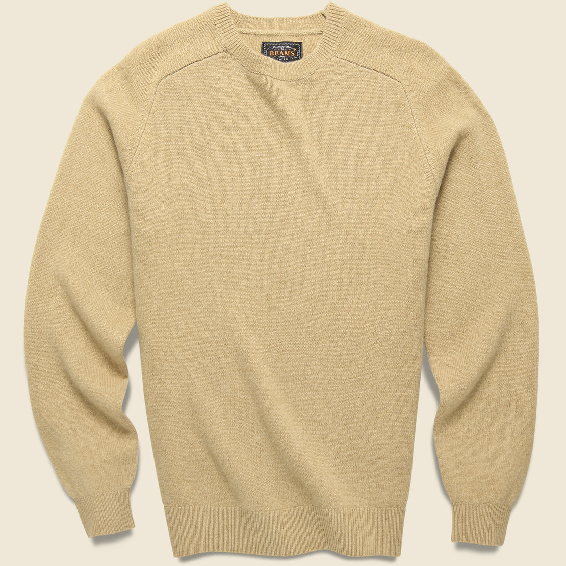 BEAMS+ Merino Crew Sweater - Beige