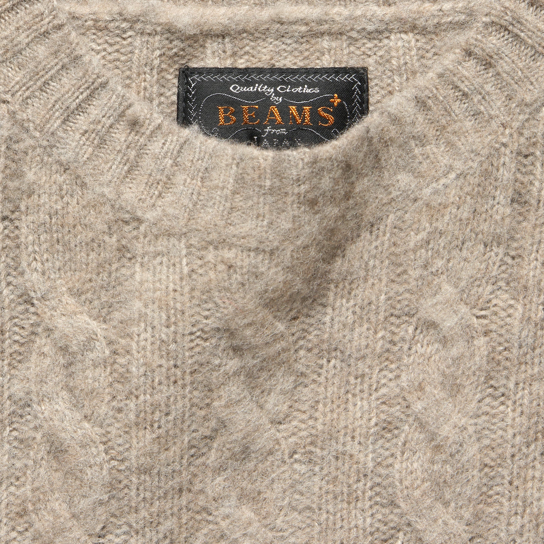 Shaggy Cable Crew Sweater - Taupe - BEAMS+ - STAG Provisions - Tops - Sweater