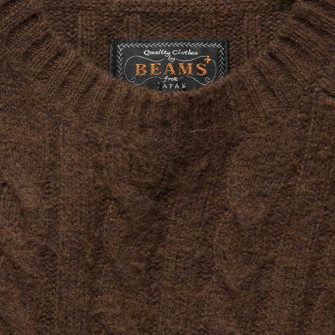 Shaggy Cable Crew Sweater - Brown - BEAMS+ - STAG Provisions - Tops - Sweater
