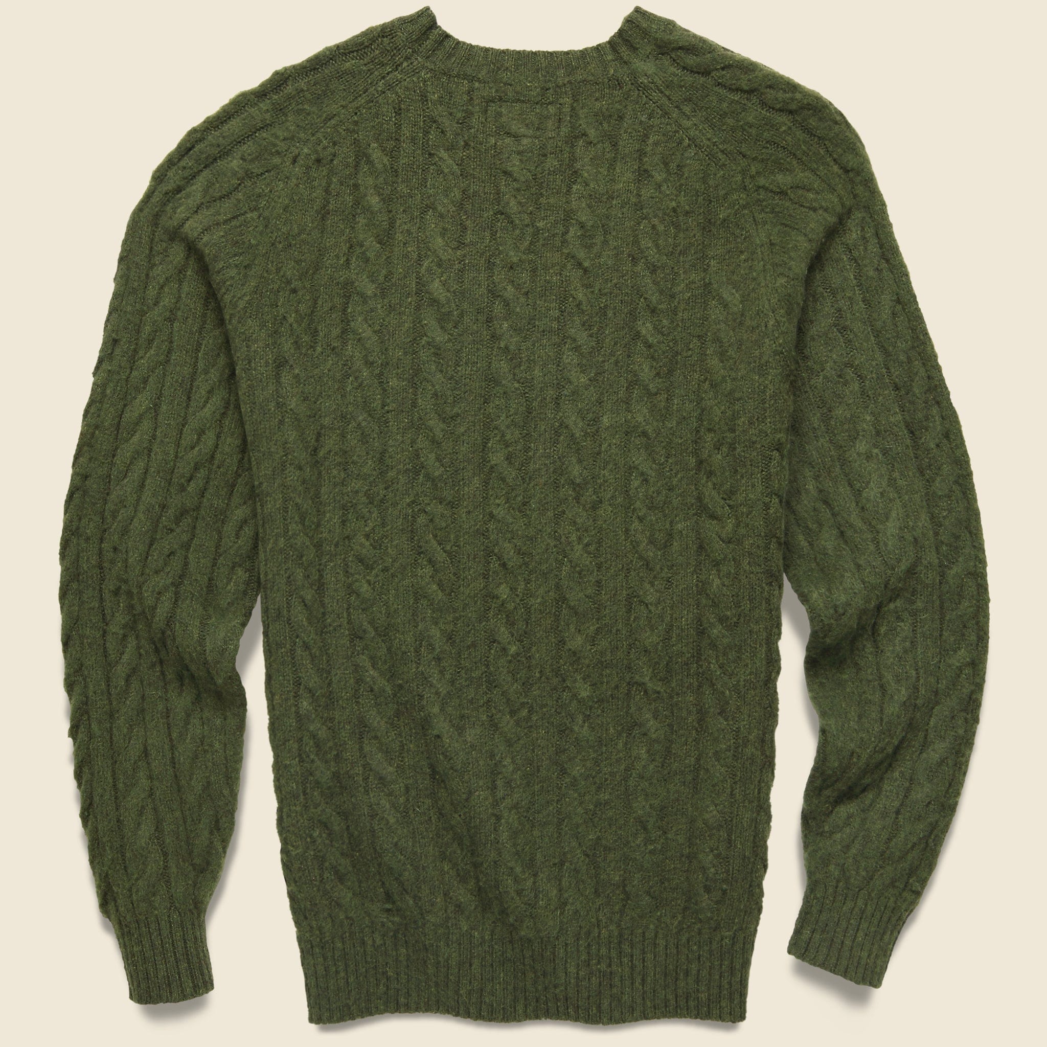 Shaggy Cable Crew Sweater - Olive - BEAMS+ - STAG Provisions - Tops - Sweater