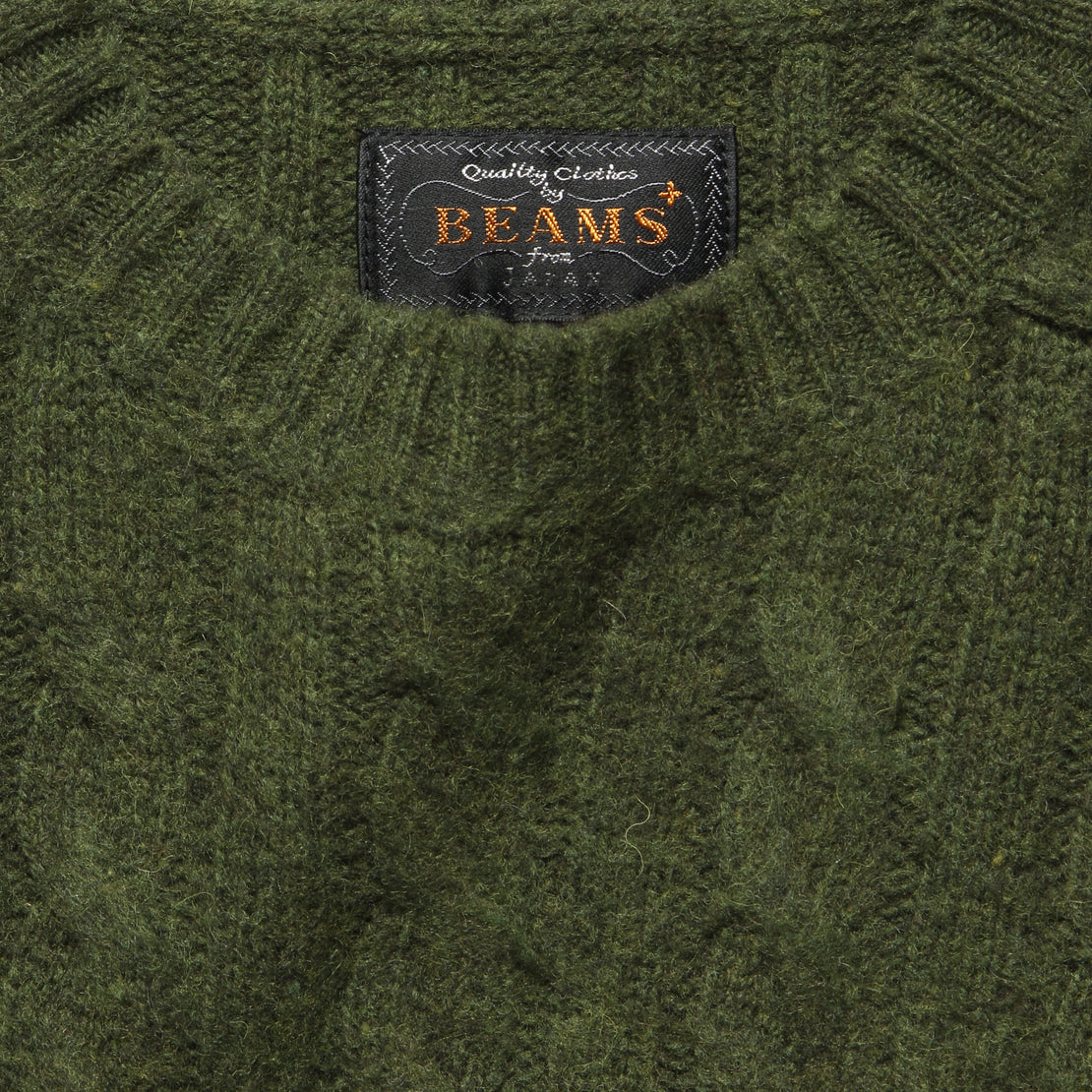 Shaggy Cable Crew Sweater - Olive - BEAMS+ - STAG Provisions - Tops - Sweater