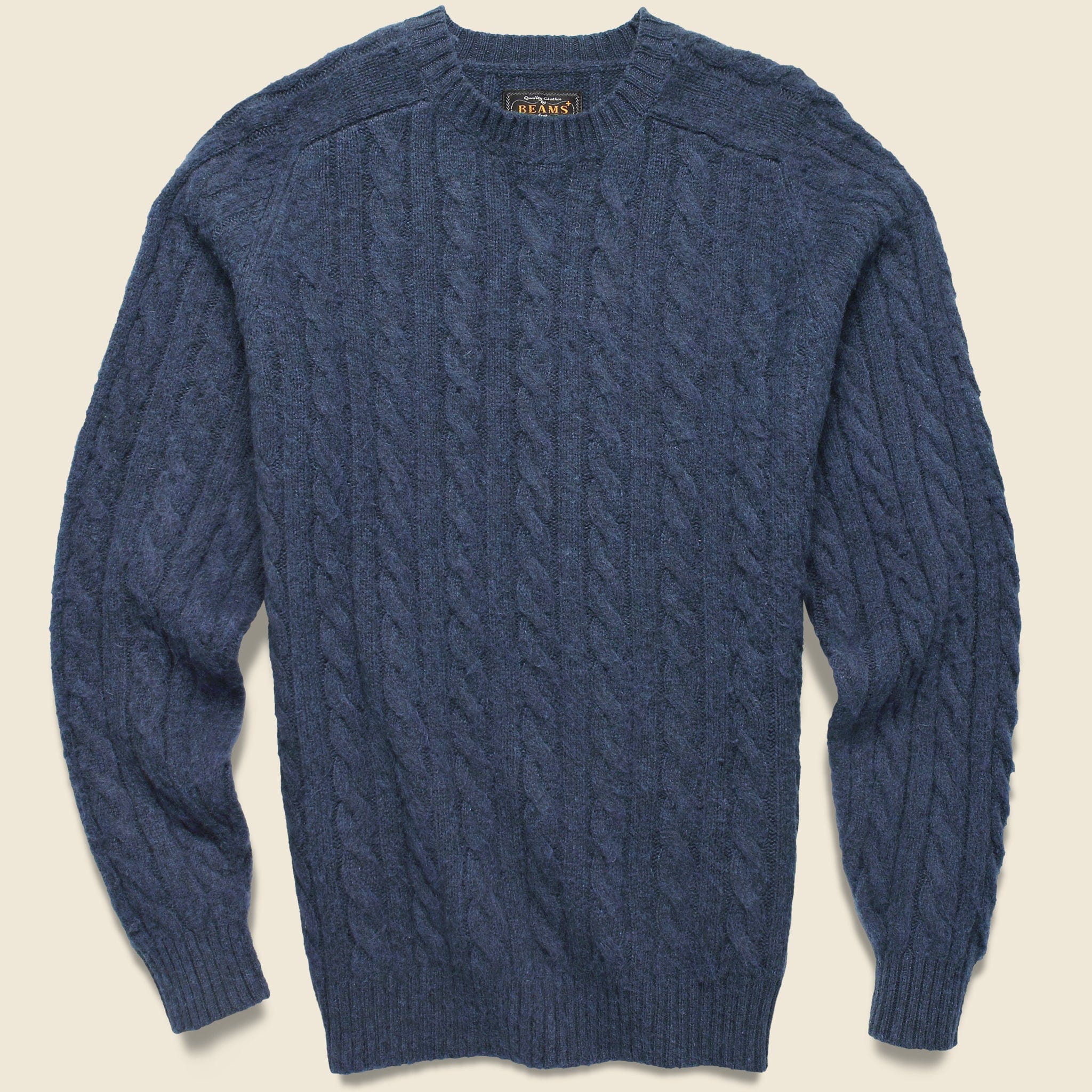 Shaggy Cable Crew Sweater - Indigo - BEAMS+ - STAG Provisions - Tops - Sweater