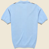 Zip Knit Polo - Sax/Brown - BEAMS+ - STAG Provisions - Tops - S/S Knit